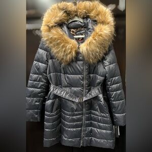 STEVE MADDEN PUFFER JACKET WITH FAUX FUR TRIMMED HOOD NWT